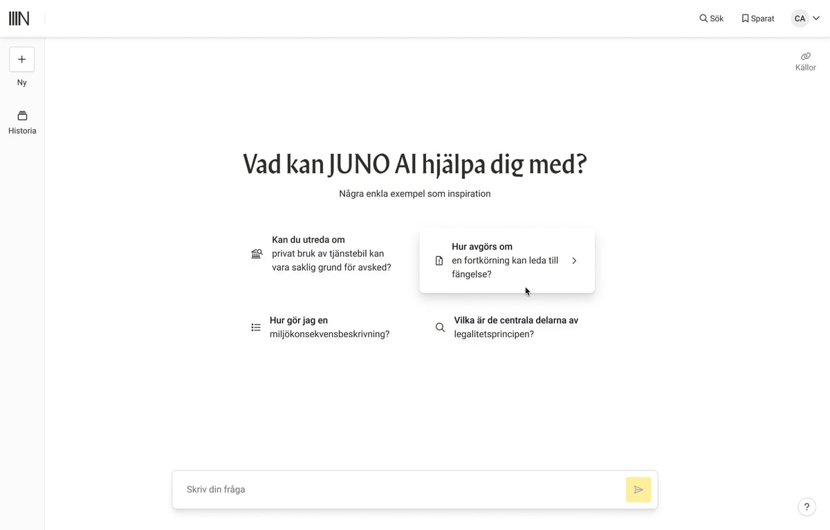 JUNO AI beta - Startsida